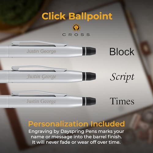 Cross Click Personalized Click Action Ballpoint Pen in Polished Chrome - color: Polished Chrome