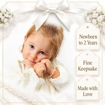 Baptism Bracelets | Cross Charm | Baby Pink Crystal & White Pearl Bracelet - style: 0 - 24 Months - 4.5" Adjustable