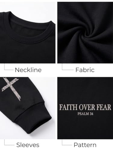 Christian Sweatshirts for Women Jesus Shirts Faith Cross Bible Verse Tops - color: Black-b, size: Small