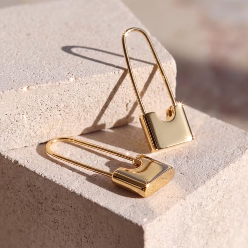 VACRONA Gold Heart Hoop Earrings Huggie Earrings for Women 14k Gold Plated Small Hoops Earrings - color: Big Lock