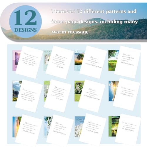 Motiskyy 24 Pack Religious Sympathy Cards with Envelopes Christian Sympathy Cards Bulk with Scripture Assorted Condolences Set for Express Your Prayer Condolences 4.5 x 6.2 inch