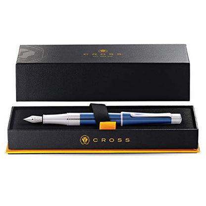 Cross Beverly Refillable Fountain Pen, Medium Nib, Includes Premium Gift Box - Translucent Cobalt Blue Lacquer - color: Translucent Cobalt Blue Lacquer, style: Fountain Pen