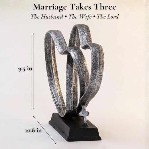 Wedding Anniversary Couples Gift - Silver Iron Hearts & Cross, Any Occasion - color: Silver