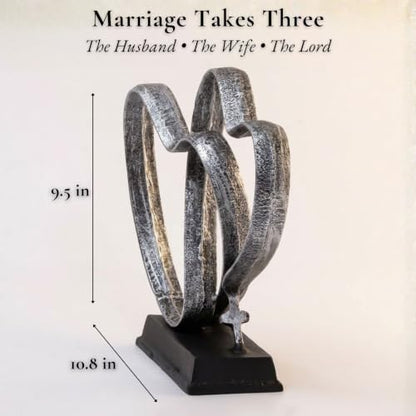 Wedding Anniversary Couples Gift - Silver Iron Hearts & Cross, Any Occasion - color: Silver