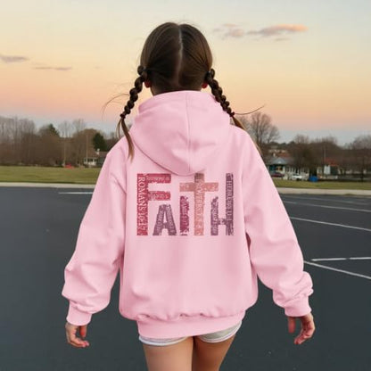 Girls Christian Hoodies Kids Jesus Faith Sweatshirts Cute Religious Graphic Sweater Inspirational God Bible Verse Top - color: Pink, size: 5-6 Years