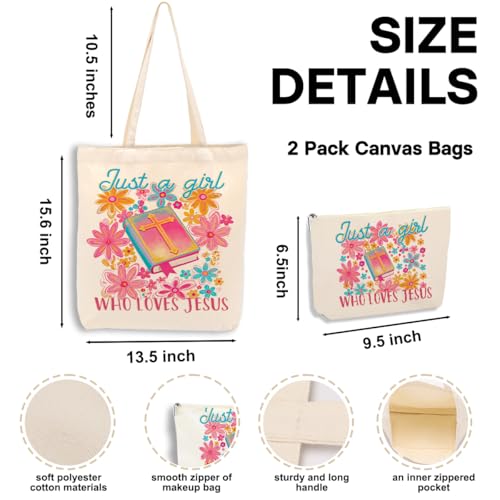 jeilink Jesus Bible Bow Religious Christian Gifts for Women Tote Bag Cosmetic Bag for Birthday Work Friendship Christmas