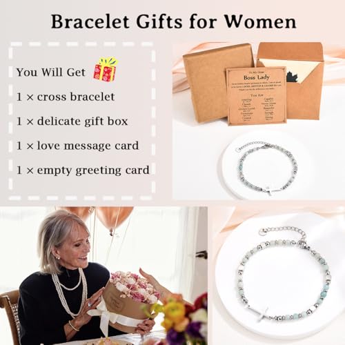 Religious Cross Bracelet for Women Girls, Christian Gifts - color: Boss Lady