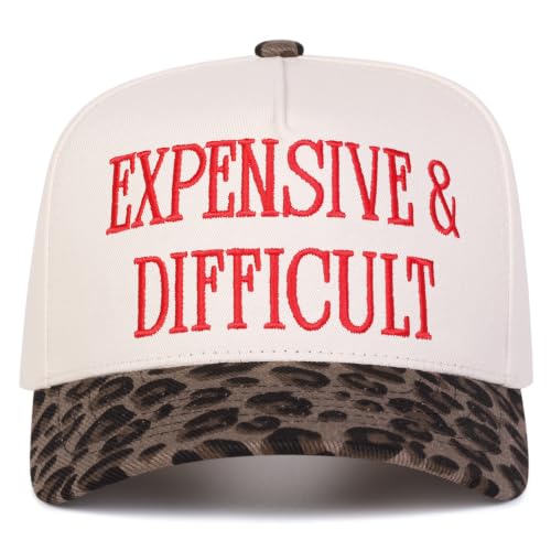 Trendy Embroidered Baseball Cap for Men & Women, Adjustable Snapback Hat for Casual Wear - color: Expensive & Difficult-leopard Red