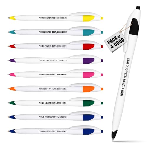 DISCOUNT PROMOS Personalized Ballpoint Pens, Bulk Packs of 4 to 5000 Pieces, Black Ink, Slim & Curvy Design, Retractable, Ideal for Office, Corporate Merchandise, Tradeshows - Black - color: - Custom - Black, size: Pack of 1 (Count options: 4–5,000)