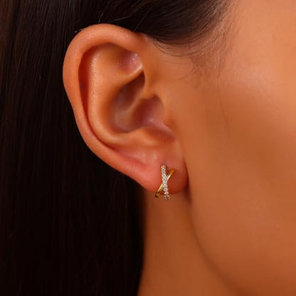 18K Gold Plated Hoop Earrings for Women, NICKEL-FREE & HYPOALLERGENIC, Timeless Jewelry Gift - color: Gold-B