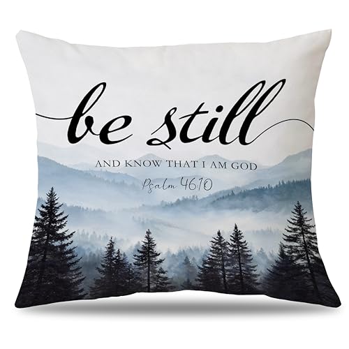 Christian Mountain Woods Decorative Pillow Covers 18x18Inch - color: Bible01