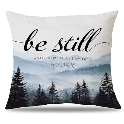 Christian Mountain Woods Decorative Pillow Covers 18x18Inch - color: Bible01