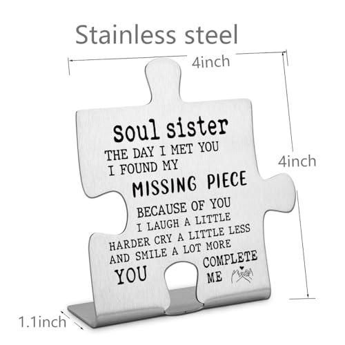 FOKCBOCM Thank You Gift Sisters Women Friend Sister Definition Birthday Gift Her Cute Graduation Christmas Friendship Gift Sister Engraved Block Puzzle Sister Present Funny Office Desk Decor - style: Soul sister