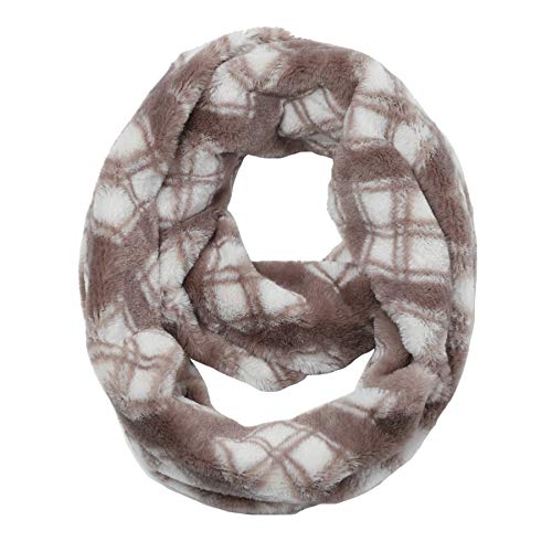 LA CARRIE Womens Leopard Print Infinity Scarf Loop Circle Neck Warmer - color: Light Grey Plaid