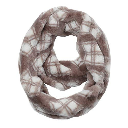 LA CARRIE Womens Leopard Print Infinity Scarf Loop Circle Neck Warmer - color: Light Grey Plaid