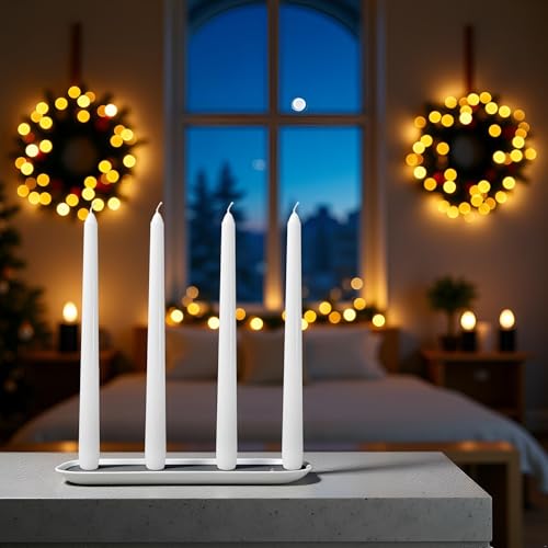 36 Pack White Taper Candles丨Taper Candles 10 Inch Dripless丨Unscented & Smokeless Candlesticks Bulk丨7-8 Hours Long Burning Tall Candles丨Ideal for Christmas Weddings Parties Dinner - color: White, size: 36 Pack Taper Candle