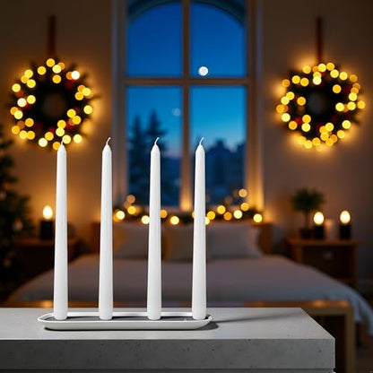 24 Pack White Taper Candles丨Taper Candles 10 Inch Dripless丨Unscented & Smokeless Candlesticks Bulk丨7-8 Hours Long Burning Tall Candles丨Ideal for Christmas Weddings Parties Dinner - color: White, size: 24 Pack Taper Candle