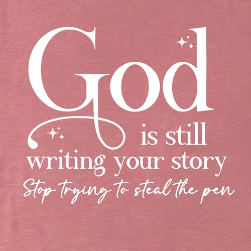 LOOKFACE Womens God is Still T Shirt Comfy Tops Graphic Tees - color: Mauve, size: X-Large