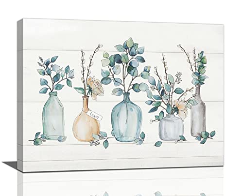 Farmhouse Bathroom Botanical Flower Wall Art Floral Bathroom Pictures Wall Decor Bottles and Plants Canvas Prints Framed Modern Painting Artwork for Kitchen Bedroom Living Room Office 16"x12" - color: Flower-15, size: 16"L x 12"W