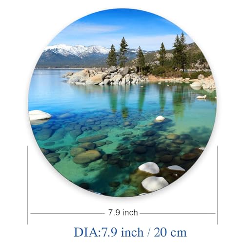 Round Mouse Pad, Lake Tahoe Customized Premium-Textured Mouse Mat, Washable Mousepads with Non-Slip Rubber Base Small Mousepad, 7.9×7.9×0.12 inches - color: Lake Tahoe