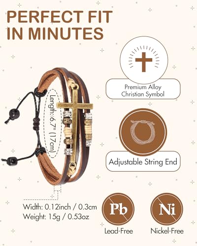 Feraco Religious Cross Wrap Bracelets Women Leather Christian Jewelry For Confirmation Gifts, Adjustable