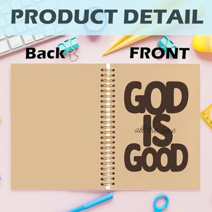 Yhtrg God Is Good Christian Spiral Hardcover Notebook, Tan Chocolate Brown Inspirational Writing Journal, Minimalist Neutral Religious Faith Prayer Notebook for Bible Study Daily Journaling, 5.5x8.3 - color: Tan Chocolate