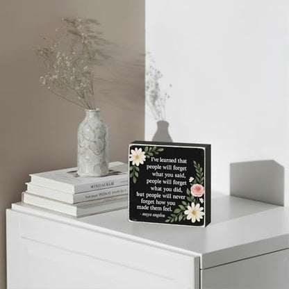 People Will Never Forget Wood Box Sign, Black, 5x5 Inch - color: Black-003