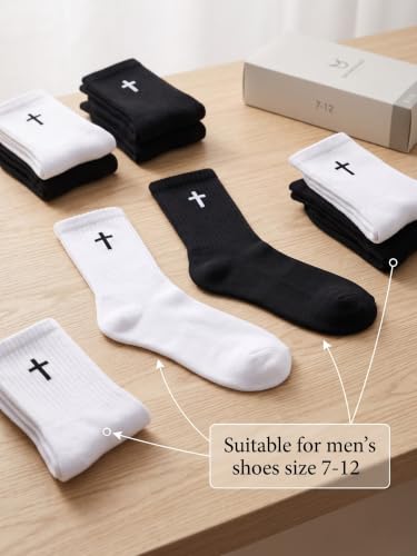 Shihanee 6 Pairs Cross Socks for Men Women - color: Black, White