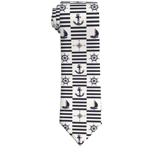 Men's Neckties, Novelty Printed Skinny Tie for Work Casual Party - color: Anchor