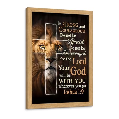Framed Religious Lion Cross Canvas Wall Mural 12x16 Inches For Living Room - color: Religion - 4, size: 12"L x 16"W