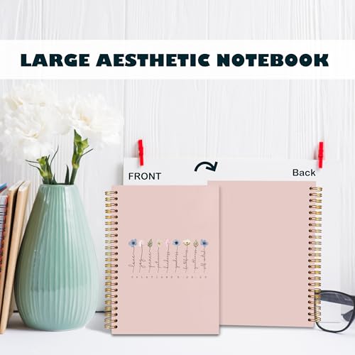 BearCake Fruit of the Spirit Boho Floral Christian Notebook Journal,Bible 5:22-23 Christian Gifts for Women,Bible Notebooks for Note Taking, Bible Journaling Notebook,Spiral Notebook 5.5x8.3 pink - color: white Bible pink flower