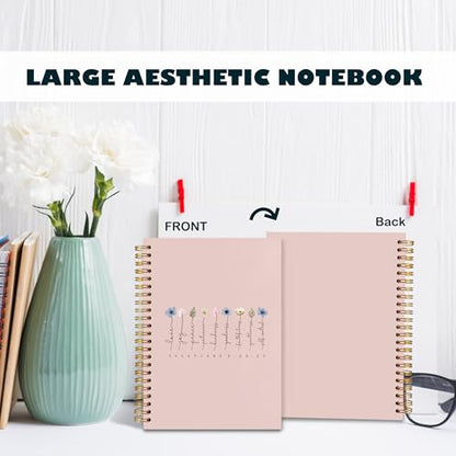 BearCake Fruit of the Spirit Boho Floral Christian Notebook Journal,Bible 5:22-23 Christian Gifts for Women,Bible Notebooks for Note Taking, Bible Journaling Notebook,Spiral Notebook 5.5x8.3 pink - color: white Bible pink flower