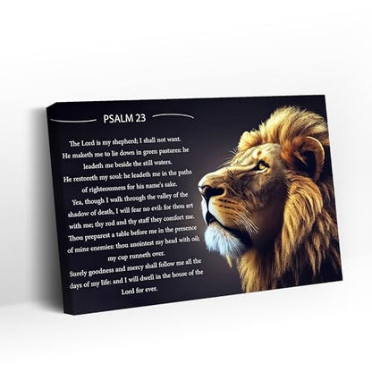 GFGVZLSK Lion of Judah Psalm 23 Canvas Wall Art 16x24 in - color: Psalm 23, size: 24"L x 16"W