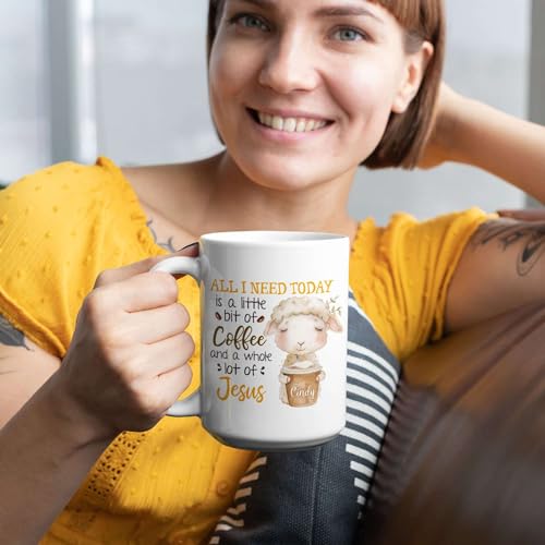 Customized Christian Holiday Ceramic Cup 11oz 15oz, Personalized Unique Name White Tea Cup, Awesome Jesus Lovers Mugs Gifts For Him Her, Custom Cute Lamb Drinking Coffee On Mugs - color: XUA-324-1563-Christian Holiday
