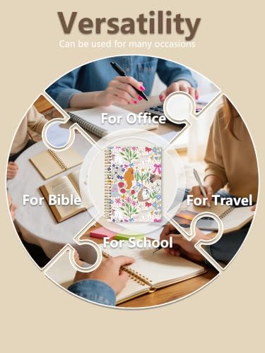 Floral Cat Pattern Spiral Notebook Cat Lover Gift 5.5x8.3 in - color: Floral Cat