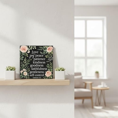 Fruit of the Spirit Wood Box Sign, Black, 5x5 Inch - color: Black-009