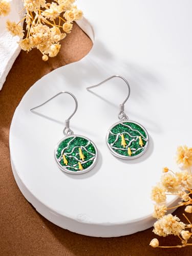 Dorunmo 925 Sterling Silver Mustard Seeds Dangle Earrings for Women Mountains Earrings Hypoallergenic Christmas Jewelry Gifts for Women - style: Mountain Aurora