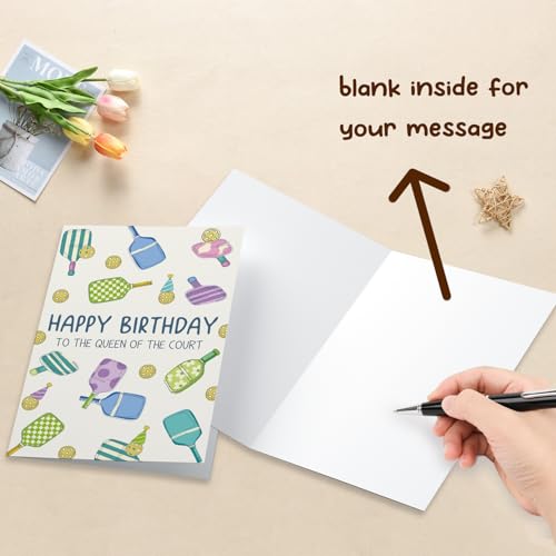 Pickleball Birthday Card for Woman, Birthday gift for Pickleball Lovers, Happy Birthday Queen of the Court - color: Pickleball