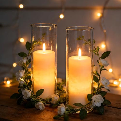 Brajttt16 Pack Glass Cylinder Vase, 7" H×2" W Clear Vases for Centerpieces - size: Smooth-16PCS