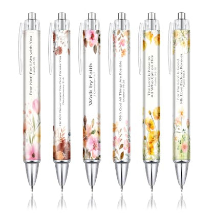 Inspirational Christian Gifts for Women, 6 Pack Floral Bible Verse Pens - color: pink05