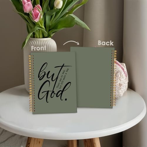 Wheatwin Bible Notebook, But God Christian Notebook Journal, Christian Gifts for Men Women, Inspirational Christian Hardcover Spiral Notebook 5.5x8.3 - Green - color: But god - Green