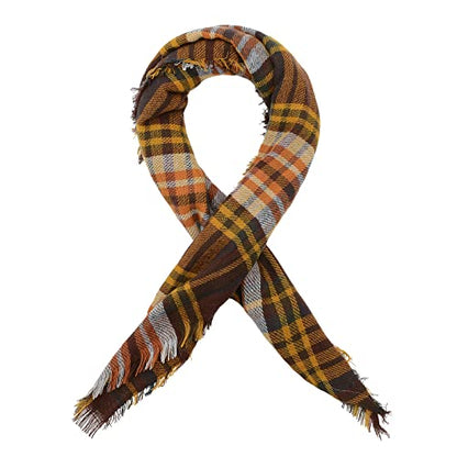 American Trends Scarfs for Women Winter Triangle Scarf Classic Plaid Warm Scarf Soft Scarves Knitted Wrap Shawl - color: Triangle Coffee & Brown