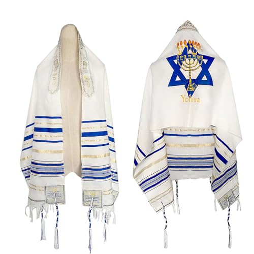 Tallit Prayer Shawl with Bag, Soft Fabric 70"x 20" Tallit Prayer Cloth Israel for Men & Women - color: Blue
