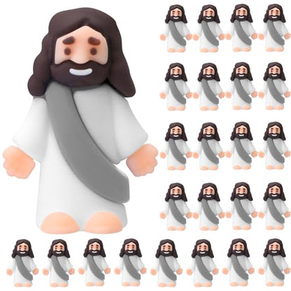 Bememo 25Pcs Mini Jesus Figure for Religious Favor,Gray - color: Gray