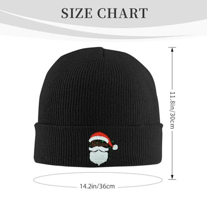 Cat Dad Beanie Hat Winter Cuffed Knit Hat Skull Watch Cap Embroidery Fisherman Beanies for Women Men Unisex - color: Santa Claus