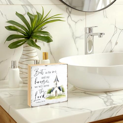 But As For Me And My House, We Will Serve The Wood Box Sign 5.9*5.9 - color: white02