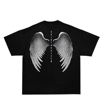 SAINT KAIZEN Men’s Shirts for Extra Softness - 220G Cotton Oversized - color: Angel Wings, size: Large