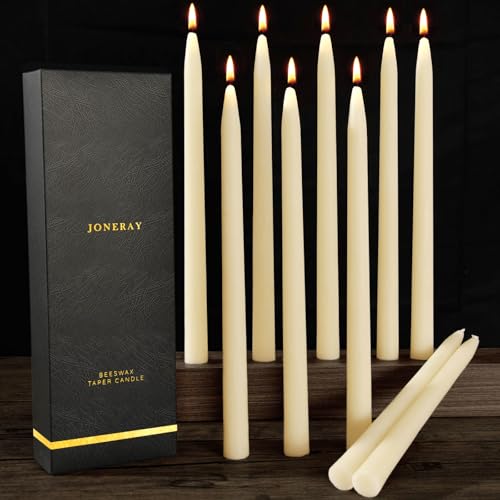 12-inch Ivory Beeswax Taper Candles - 9 Hour Long Burn Time, Pure Natural Non-Toxic Beeswax Candles, 10 Pack - color: Ivory, size: 12in-10pack