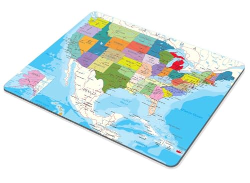 TSSOHU USA Map Mouse Pad Non-Slip Rubber Base Gaming MousePads for Computers Laptop Office, Computer Mouse Pad for Wireless Mouse, 9.5""x7.9""x0.12"" Inch(240mm x 200mm x 3mm), WMJMP2429 - color: WMJ129