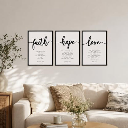 Zzbakress 3D Wood Faith Hope Love Framed Wall Art Large Christian Wall Art - color: Black